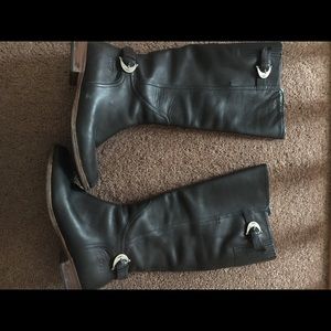 Black leather UGG riding boots